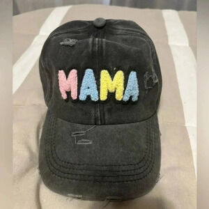 Distressed mama baseball cap blueish/gray